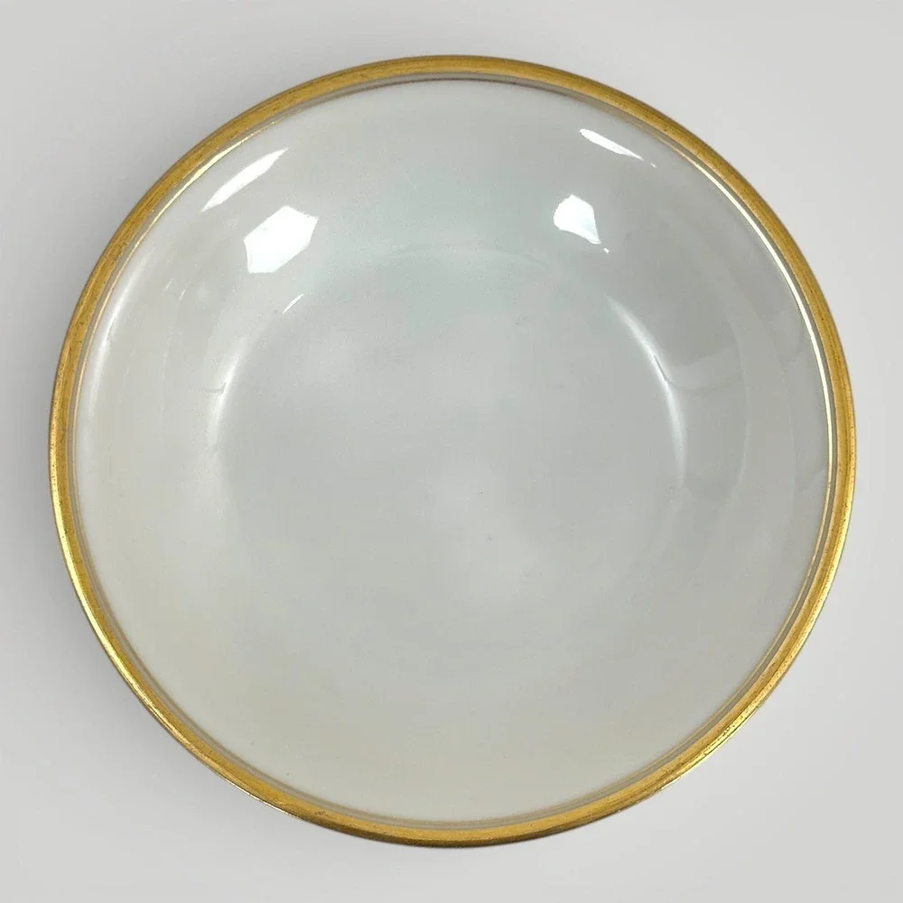 Theodore Haviland Limoges Dessert Bowls Set 2 White Gold‎ Rim France